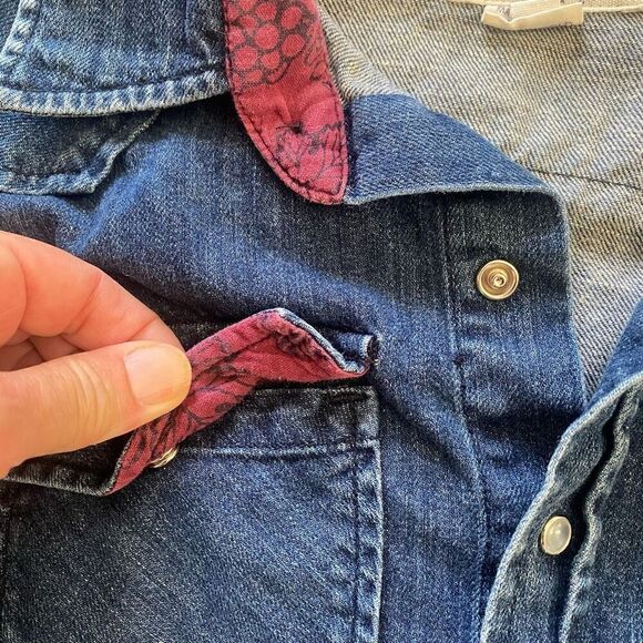Robert Mondavi Crawford Denim Western Pearl Snap sz XS Wine Button Up Shirt Top - Picture 7 of 11